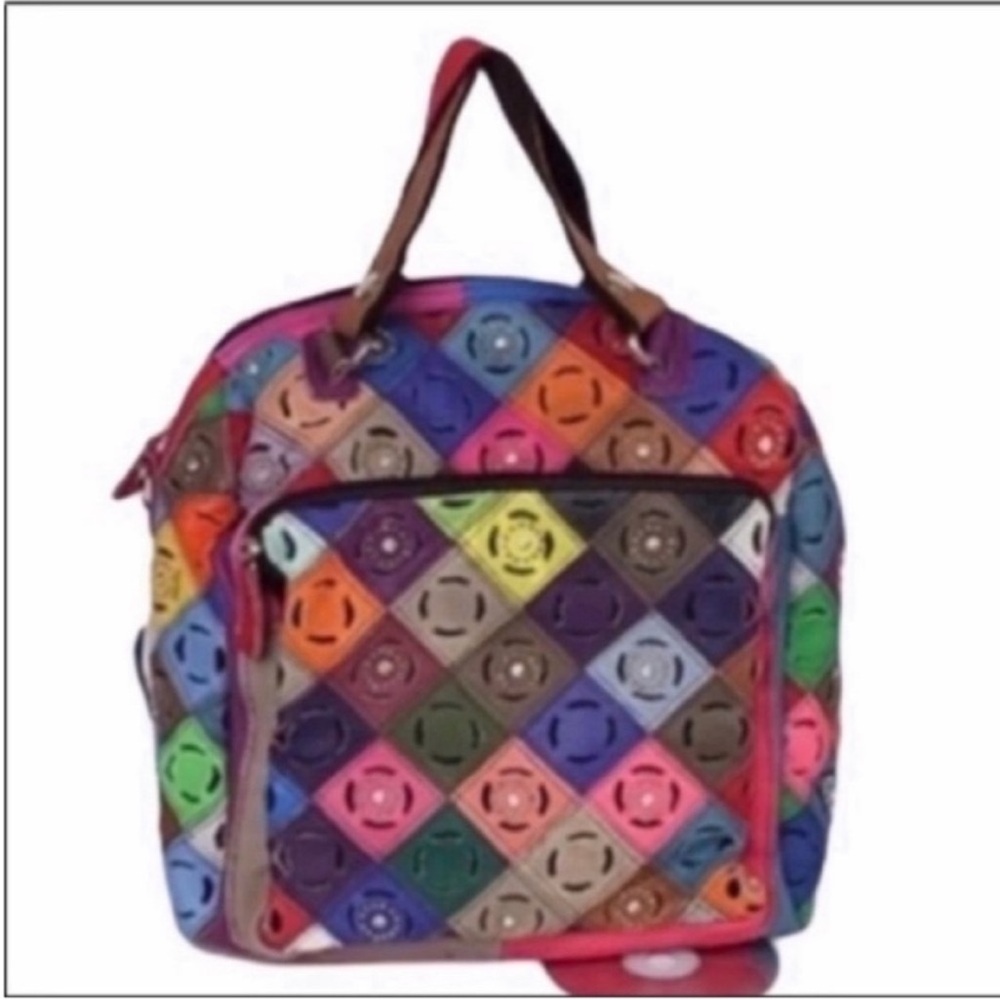 Leather Diamond quilt pattern boho bag NEW - Picture 7 of 9